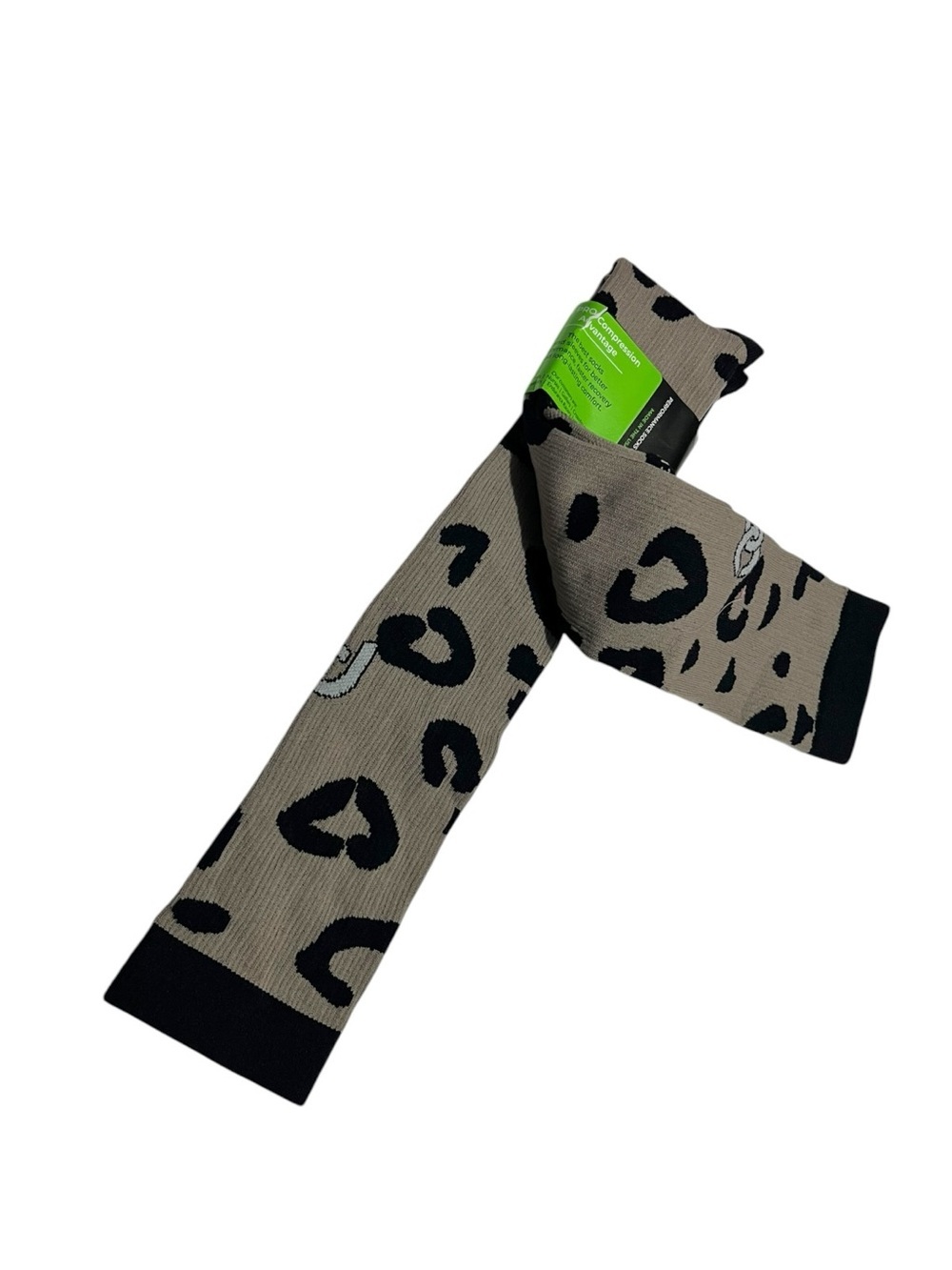 NWT Leopard-Print Knee High Socks in Taupe and Black Size L/XL - Picture 6 of 8